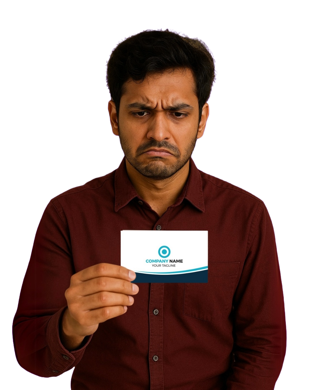 Sad man with paper NFC