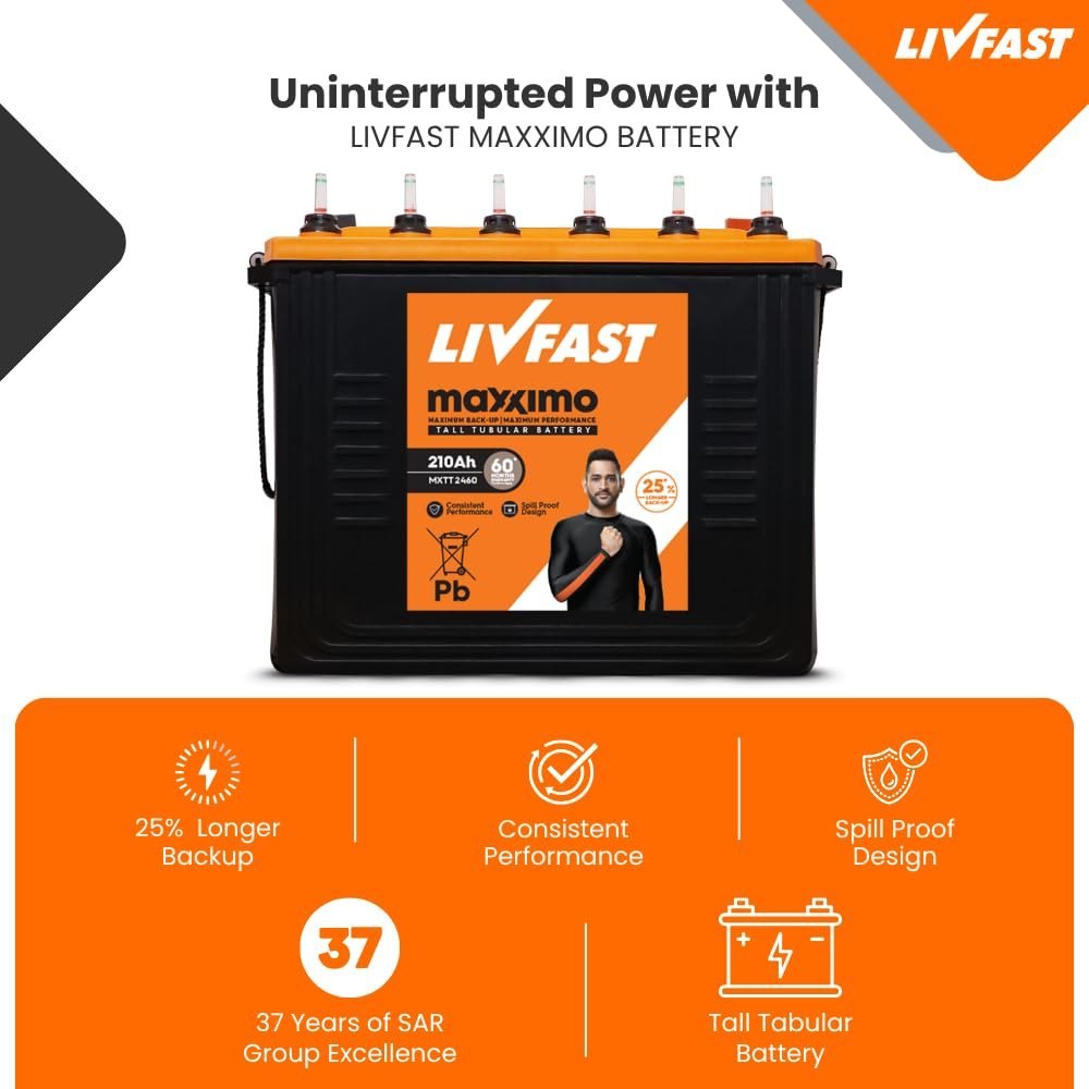 Livfast Maxximo 210Ah Tall Tubular Battery